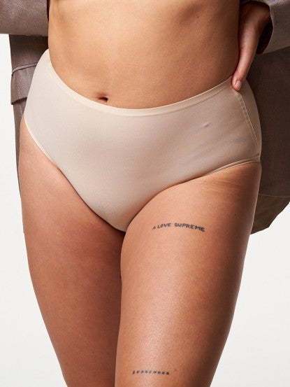 Soft Stretch High Waist Brief - Beige