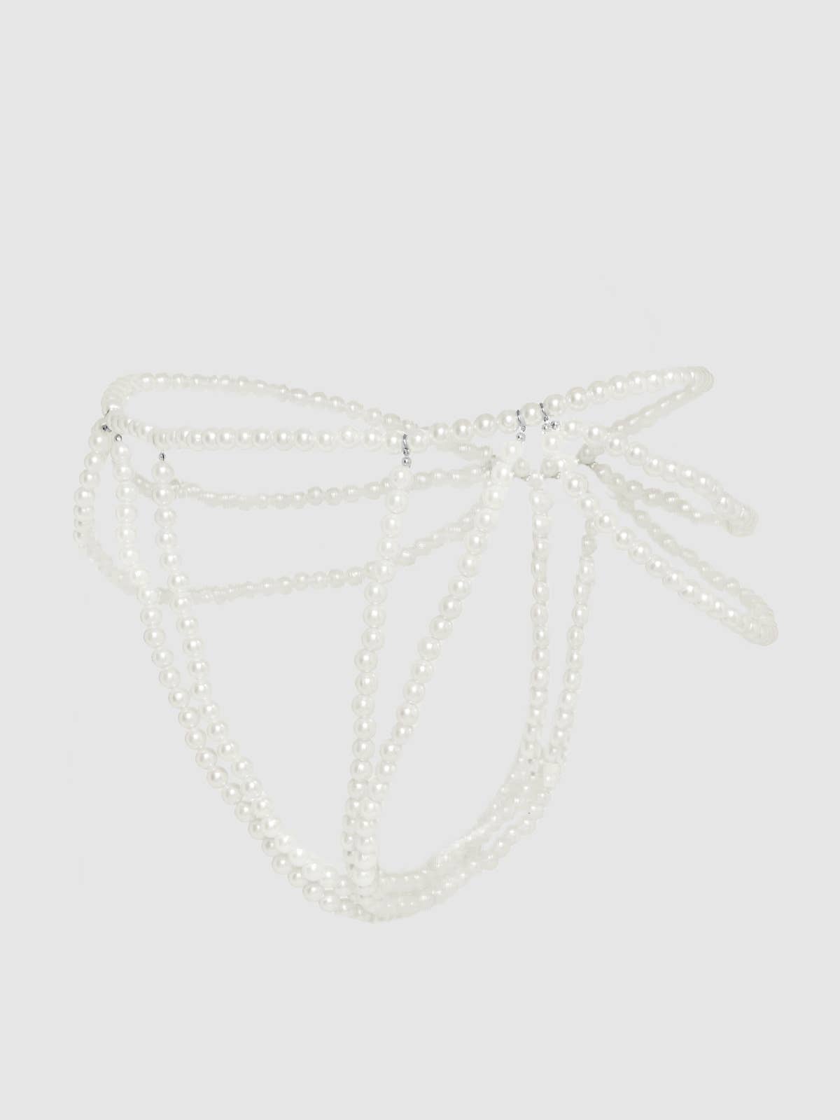 PEARL DRAPED PANTY - WHITE - ONE SIZE