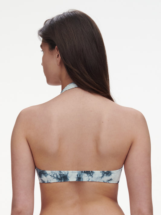 Flex Size Wireless Plunge Swim Top - Splash Denim