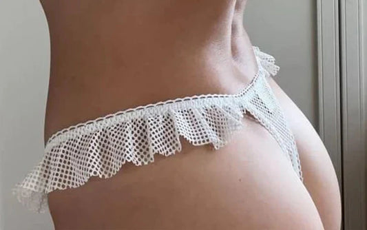 Nothing But Net Ruffle Thong - Off White