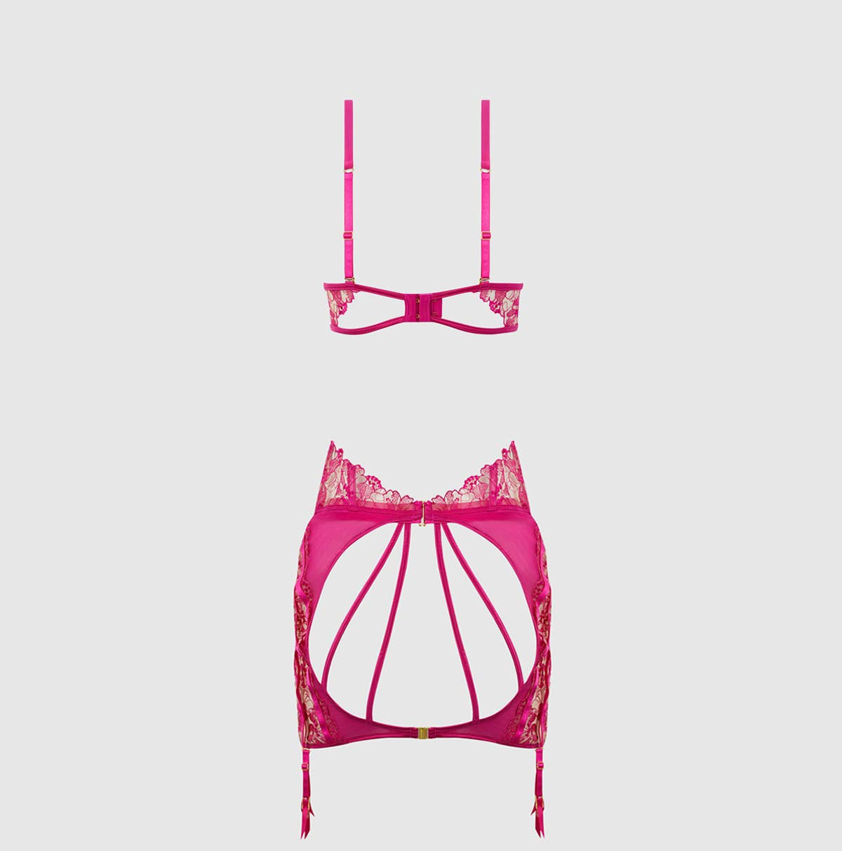 Nova Blacklight Lace Bra - Hot Pink