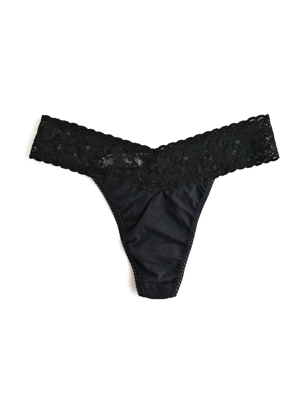 Cotton Regular Rise Thong - Black