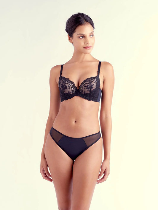 Elsie Push-Up Bra - Black/Beige