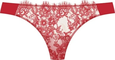 Entice Thong - Bright Cherry Red/Nylon Nude