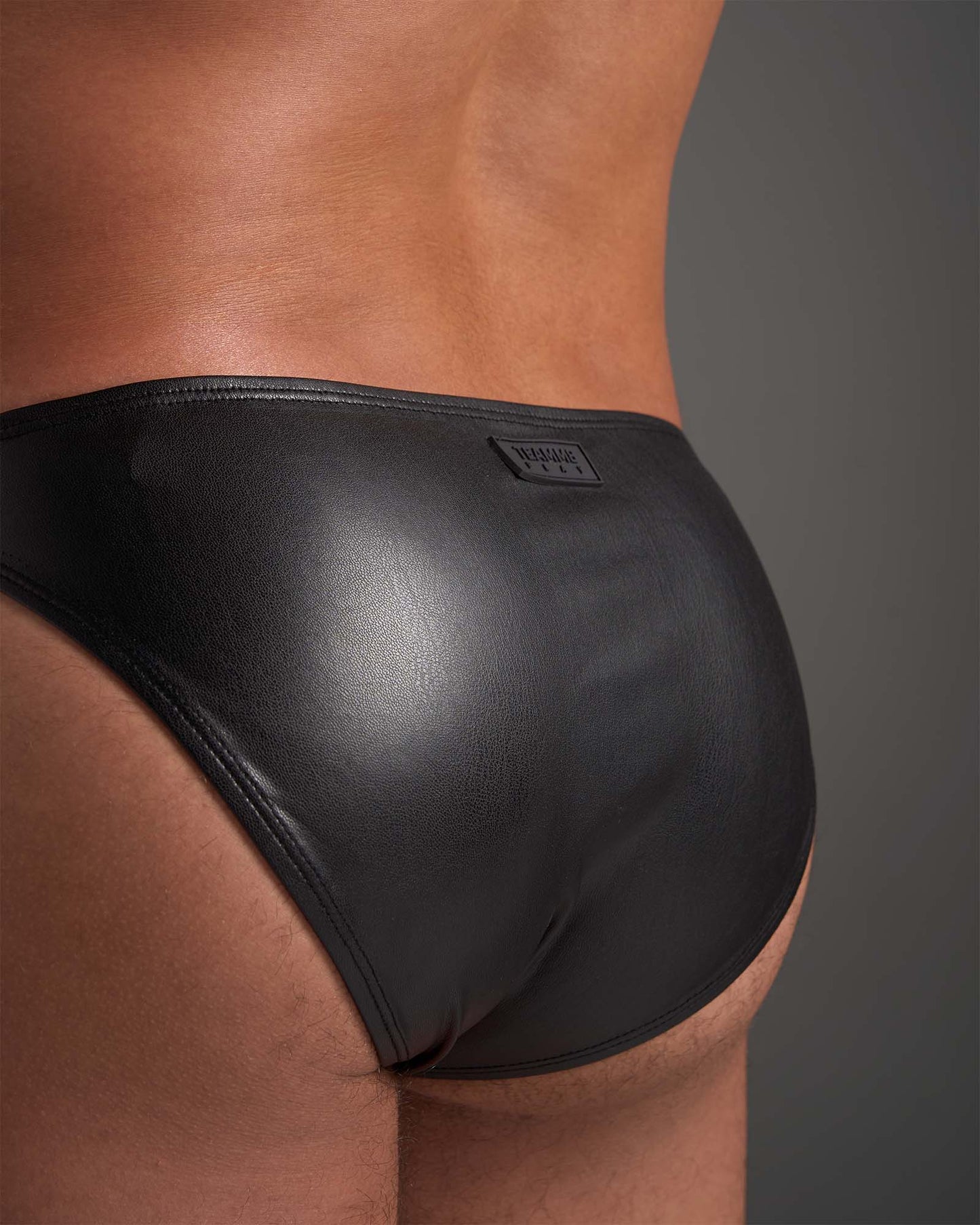 Faux Leather Flex Brief - Black