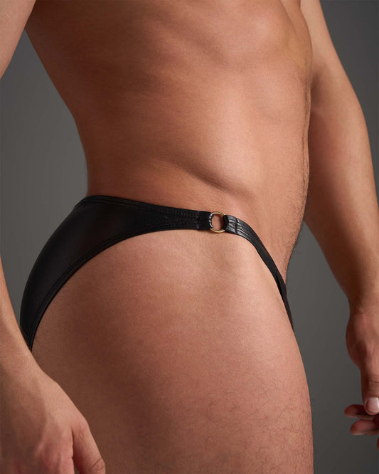 Faux Leather Flex Brief - Black
