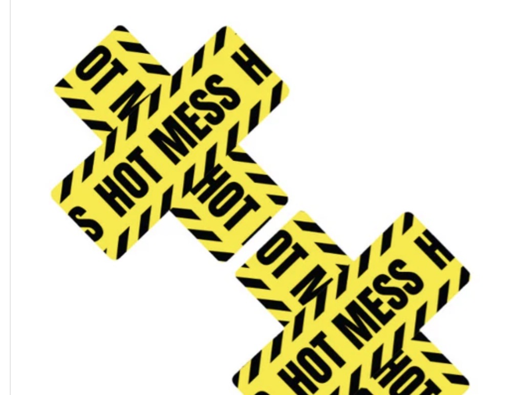 Hot Mess Caution Tape Blacklight Reactive X Factor - Nipple Cover Pasties