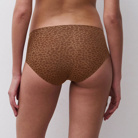 Brown leopard print underwear on a plain background
