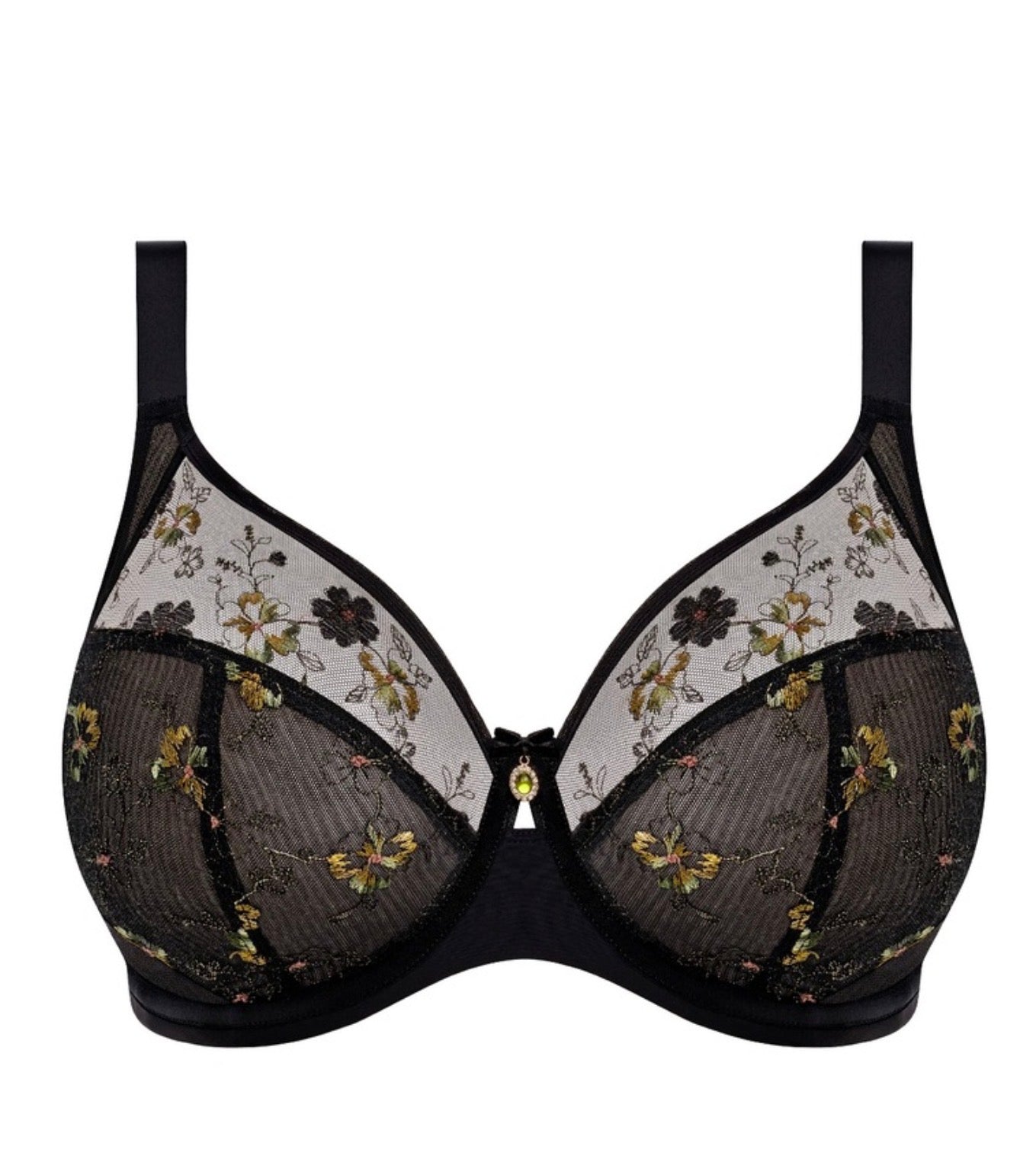 Lyriana Floral Bra - Jet Black