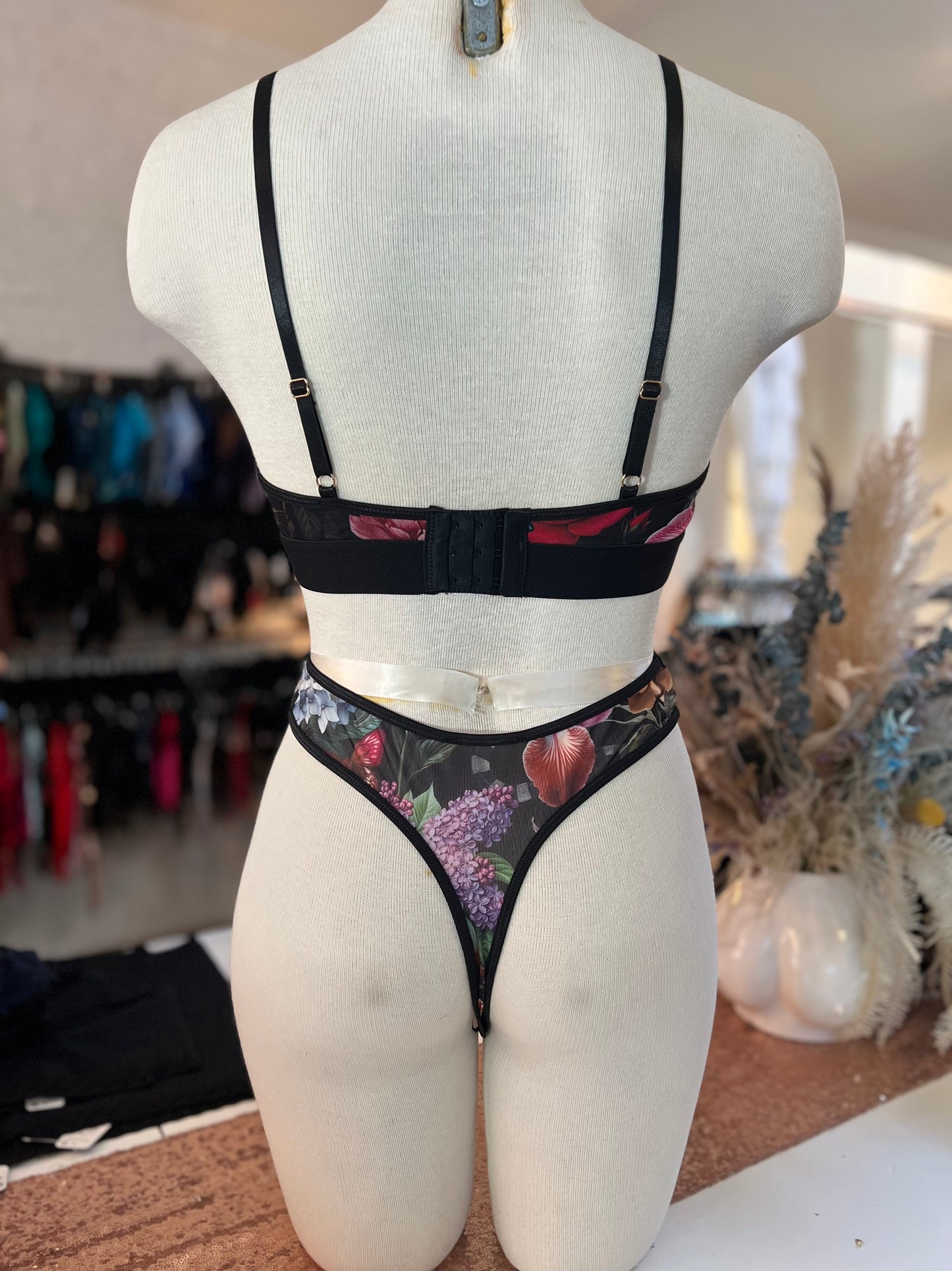 Printed Mesh Scoop Bralette - Garden of Eden