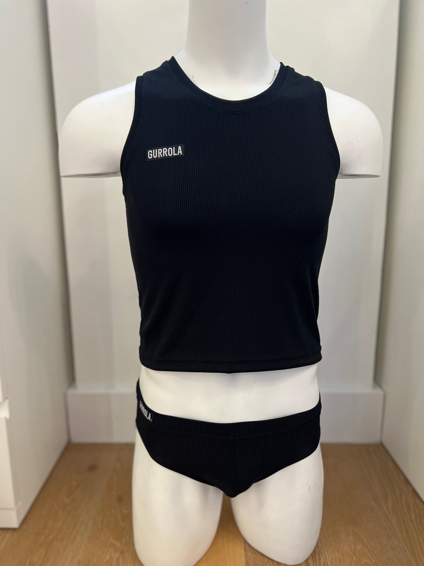 Ribbed Cami with Mesh Back - Black