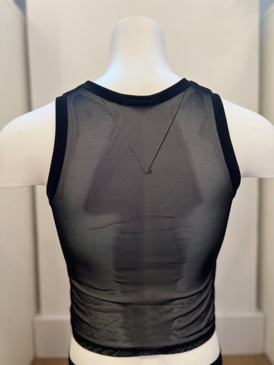 Ribbed Cami with Mesh Back - Black