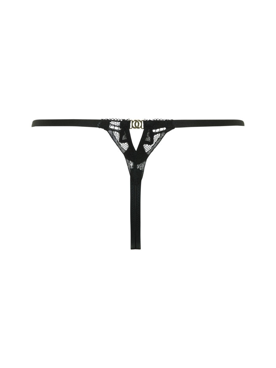 Lace Soiree Thong - Black