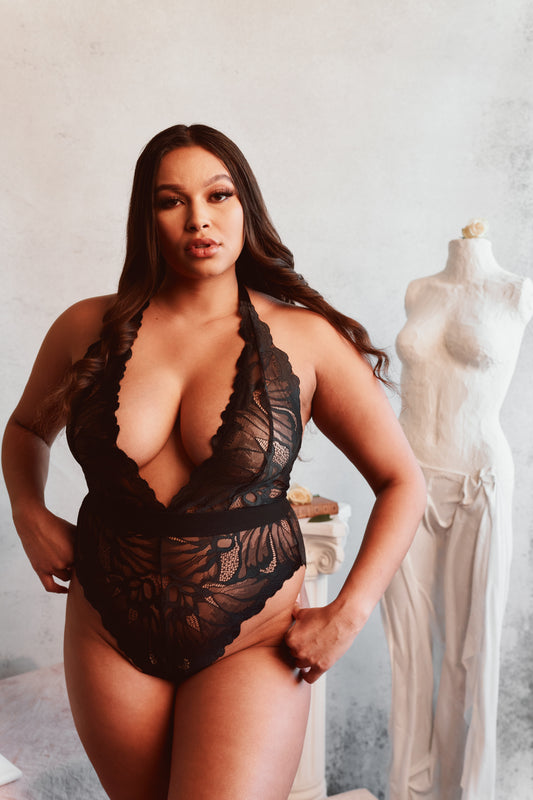 Wing Lace Teddy - Black