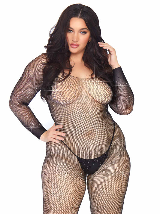 Please Me Rhinestone Bodystocking - Plus size