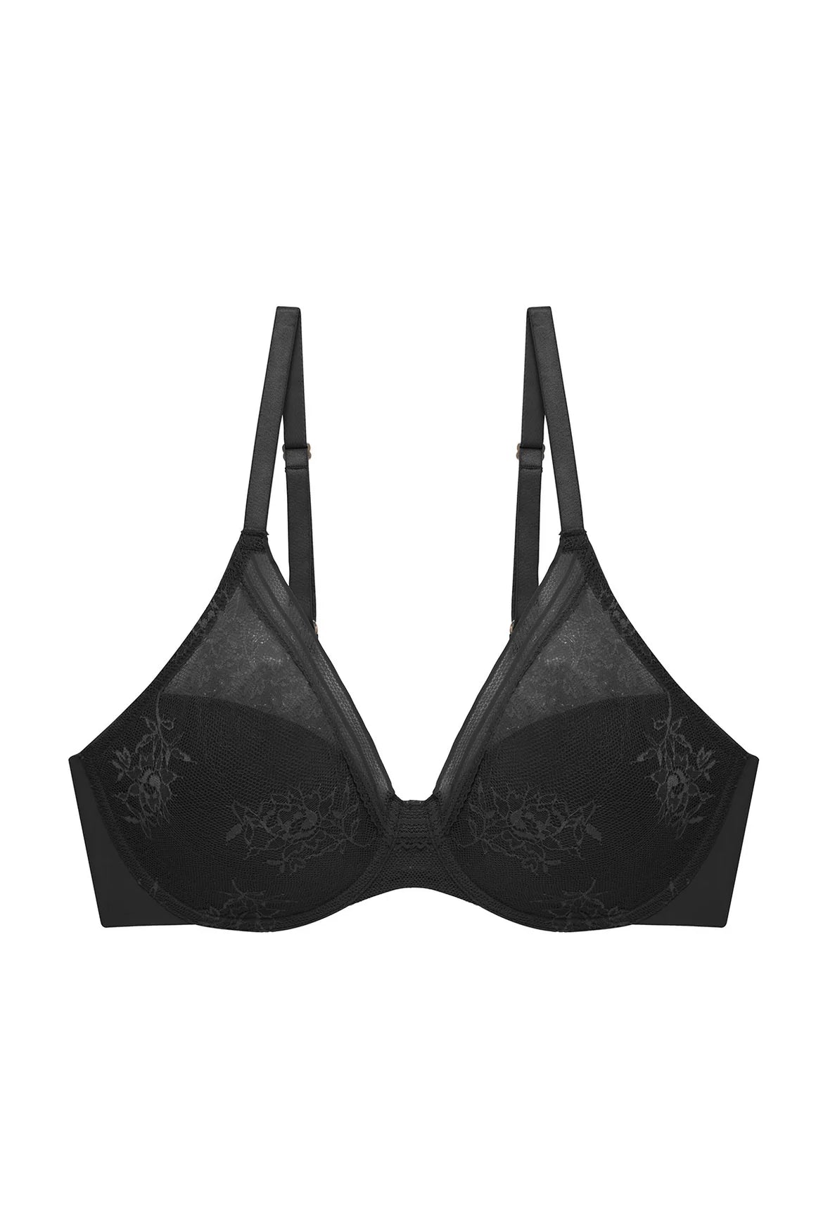 Love Lace Back Smoothing Plunge T-Shirt Bra - Black