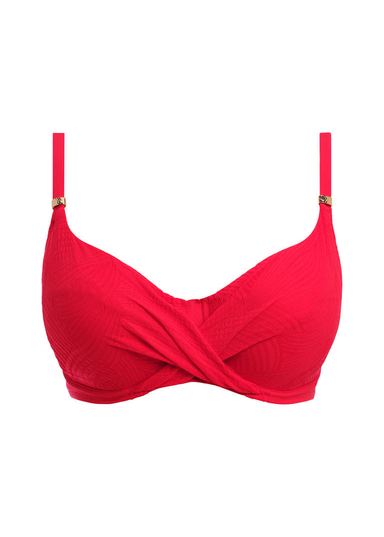 Ottawa Wrap Front Full Cup Bikini Top - Radiant Red