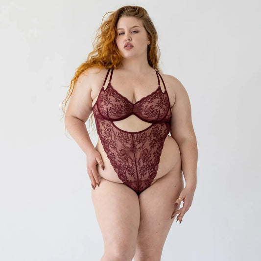 Ouvert red bodysuit plus size