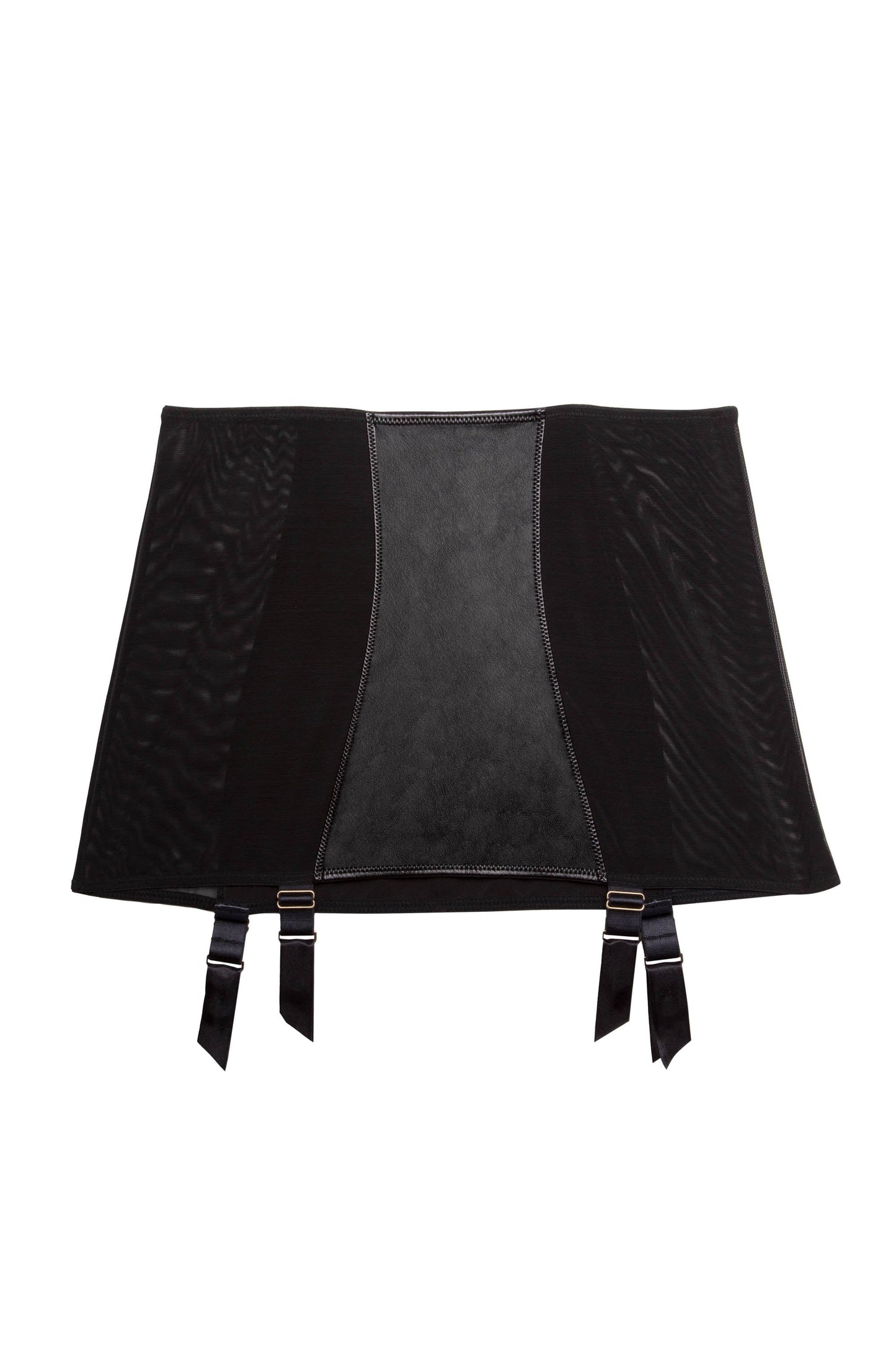 Iris Leather and Mesh Roll-On Girdle - Black