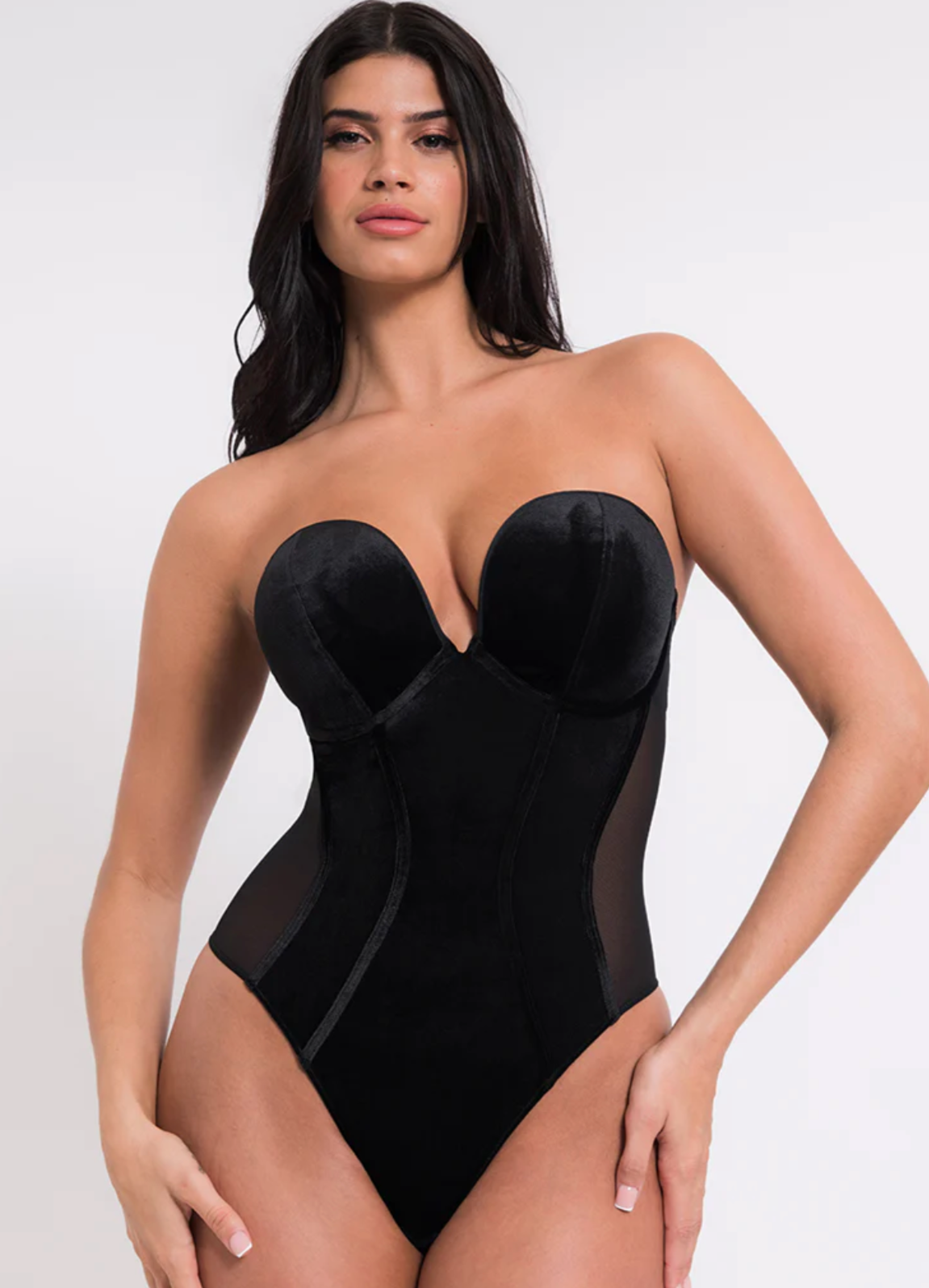 Strapless plunge deals bodysuit