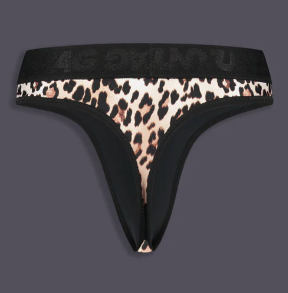 High Waisted Tucking Thong - Black Leopard
