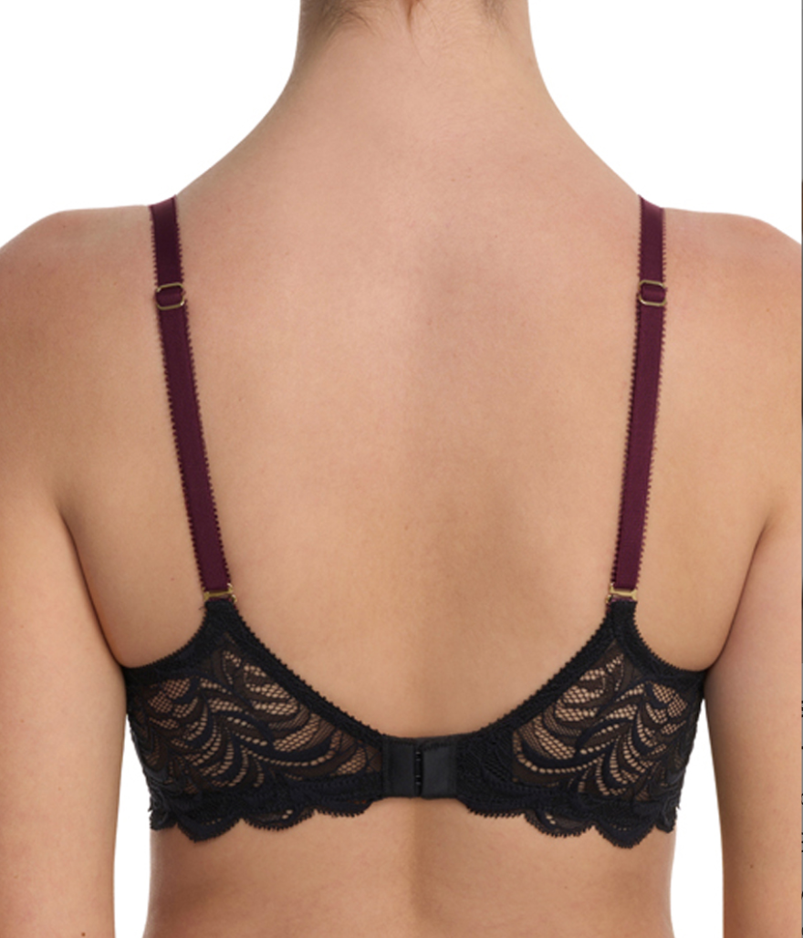 Persuasion Lightly Lined Plunge T-shirt Bra - Royal Fig/Burgundy Red/Black