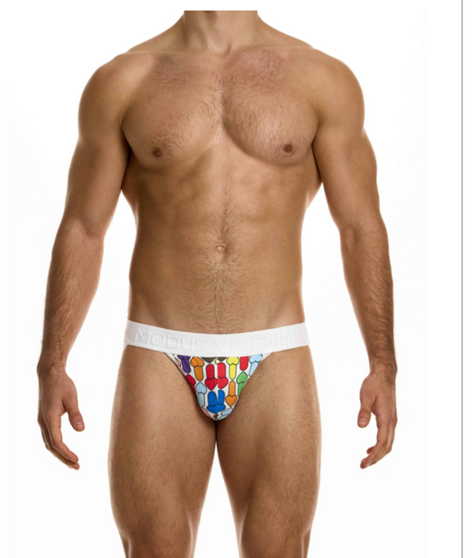 Rainbow Hearts Jockstrap - White Rainbow