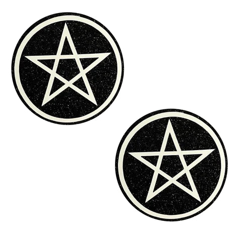 Blacklight Wicca Black Glitter Nipple Cover Pasties