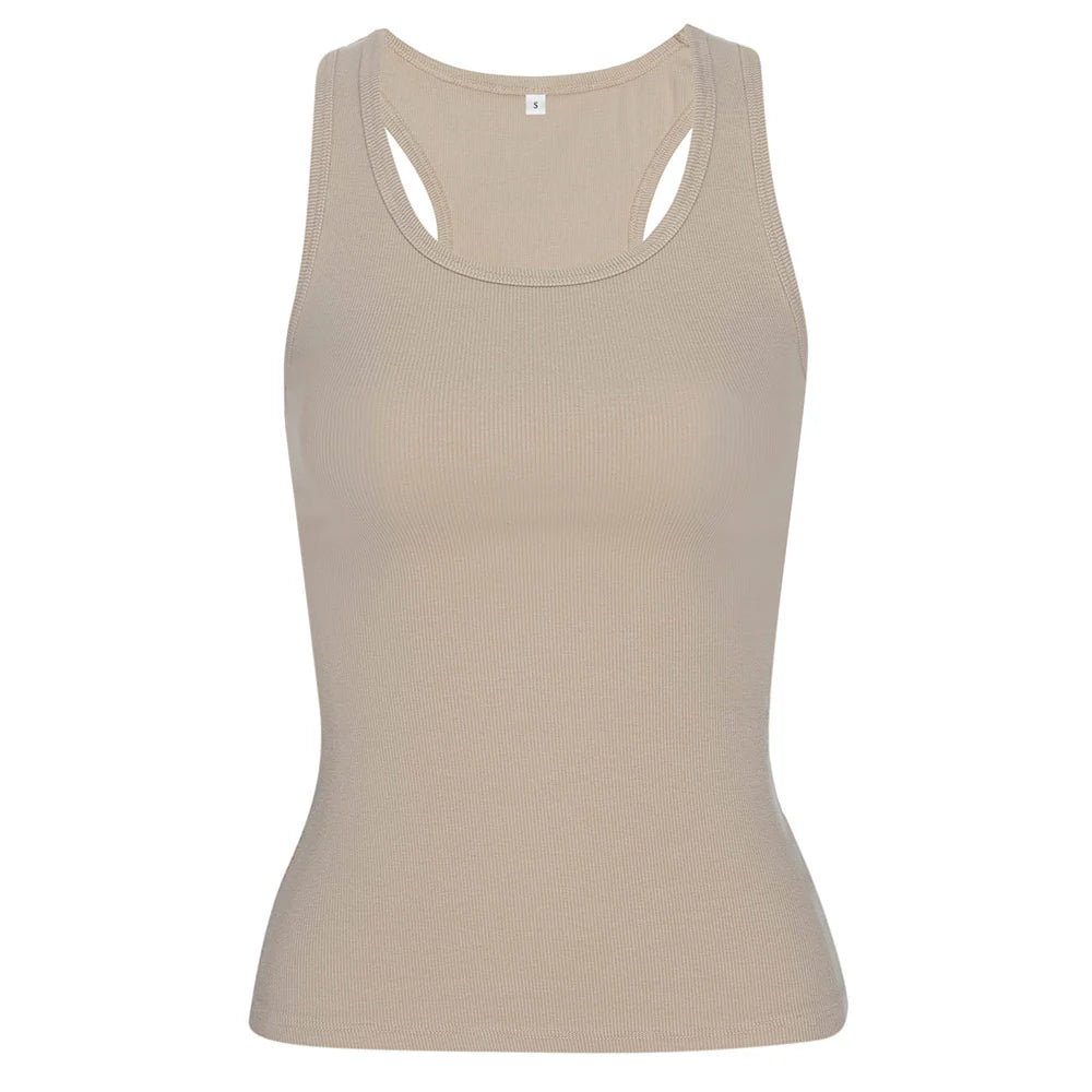 Beige tank top on a white background