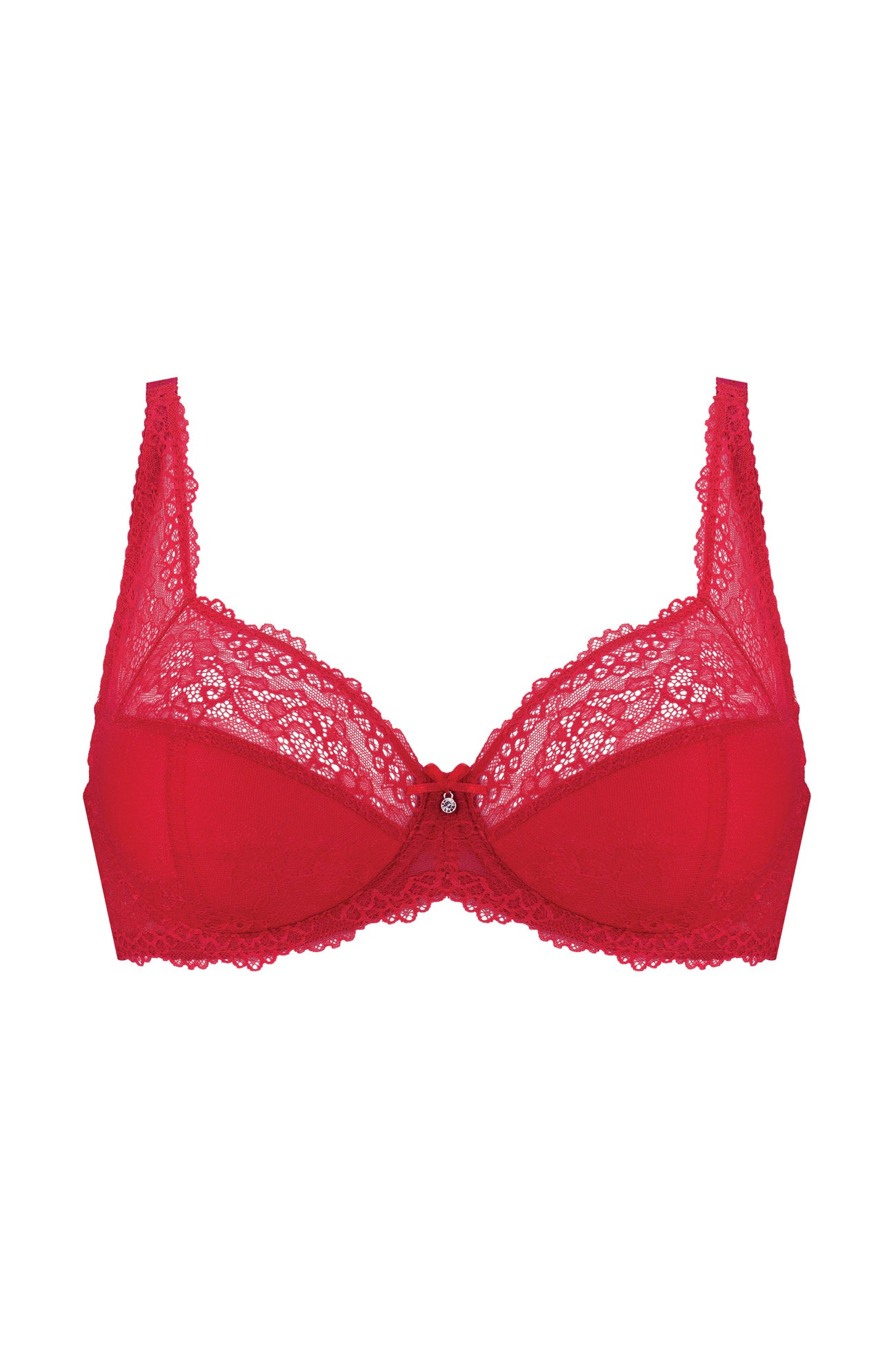 Scarlet lace half padded bra - red