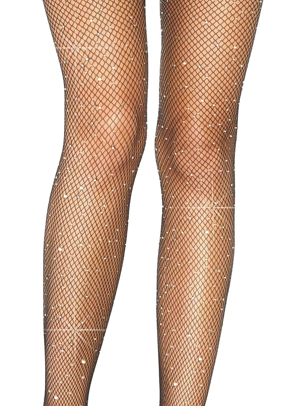Rhinestone Fishnet Suspender Pantyhose - One Size