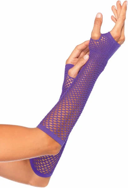 Fishnet Fingerless gloves - Neon Purple