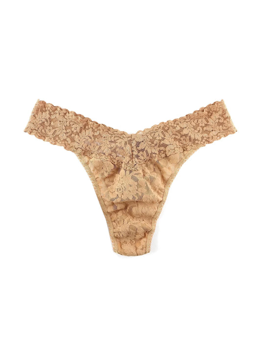 Signature Lace Original Rise Thong - Suntan Beige