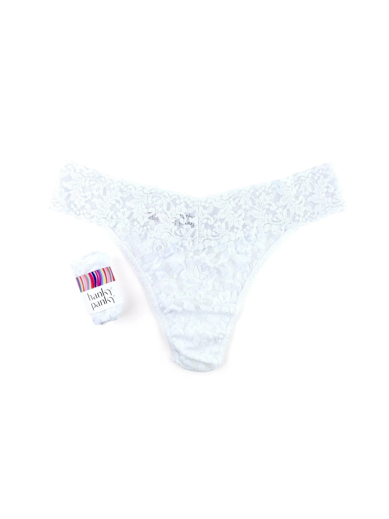 Signature Lace Original Rise Thong - White