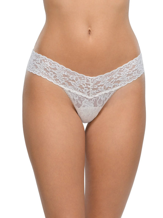 Signature Lace Low Rise Thong - White
