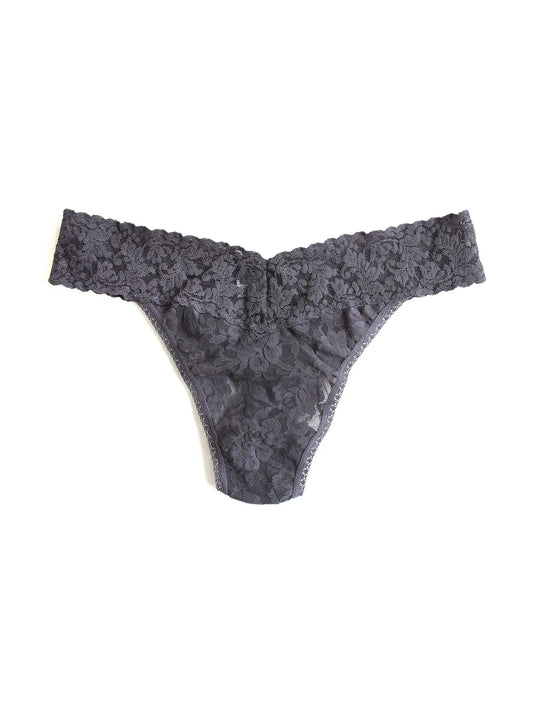 Signature Lace Original Rise Thong - Granite Grey