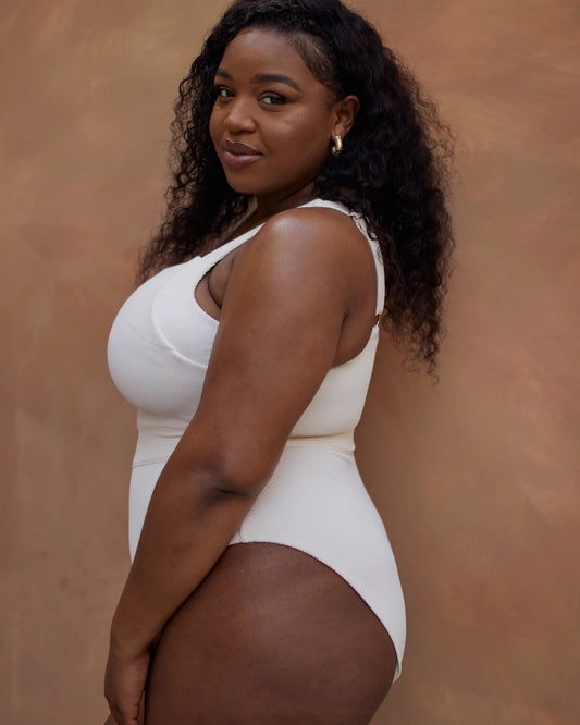 Jummai Ribbed Fuller Bust Swimsuit - Off White