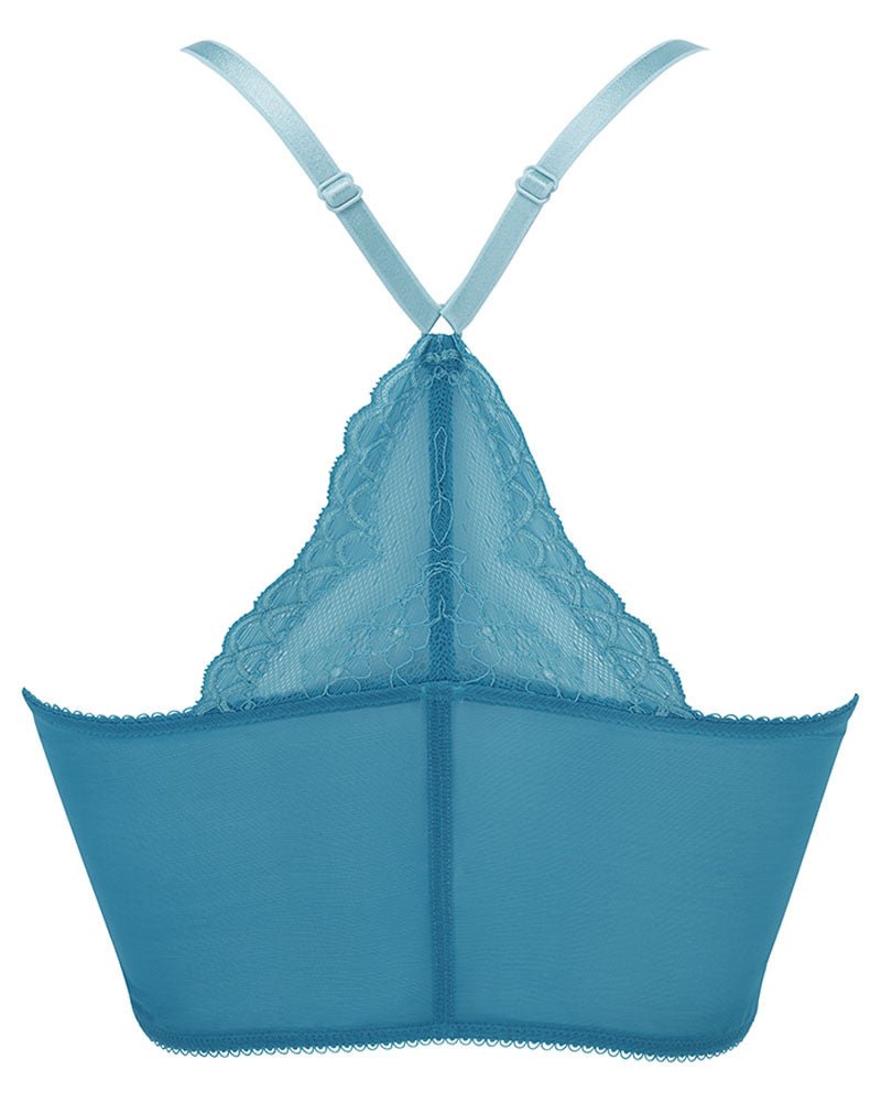 Superboost Lace Deep V Bralette - Ocean Blue