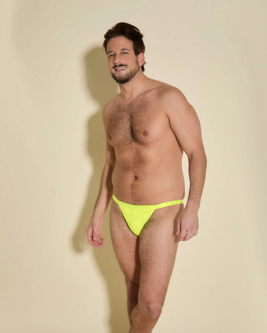 Never Say Never Italian Thong - Neon Yellow