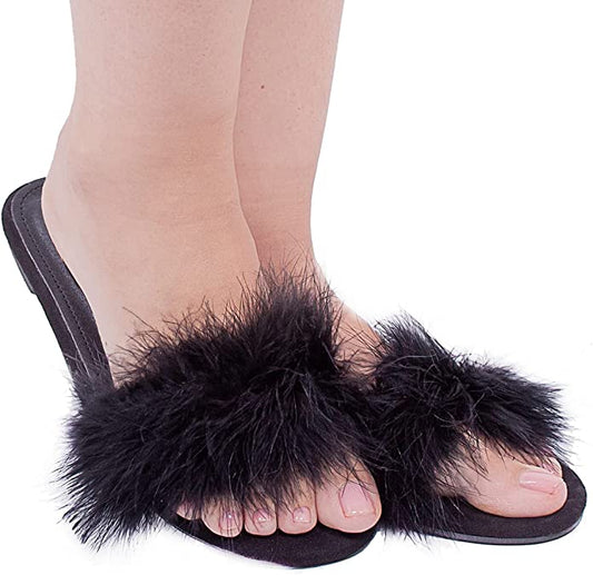 Feather Slipper - Black