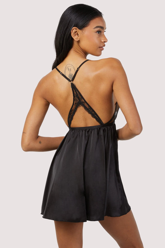 After Dark Elise Babydoll and Thong Set - Black