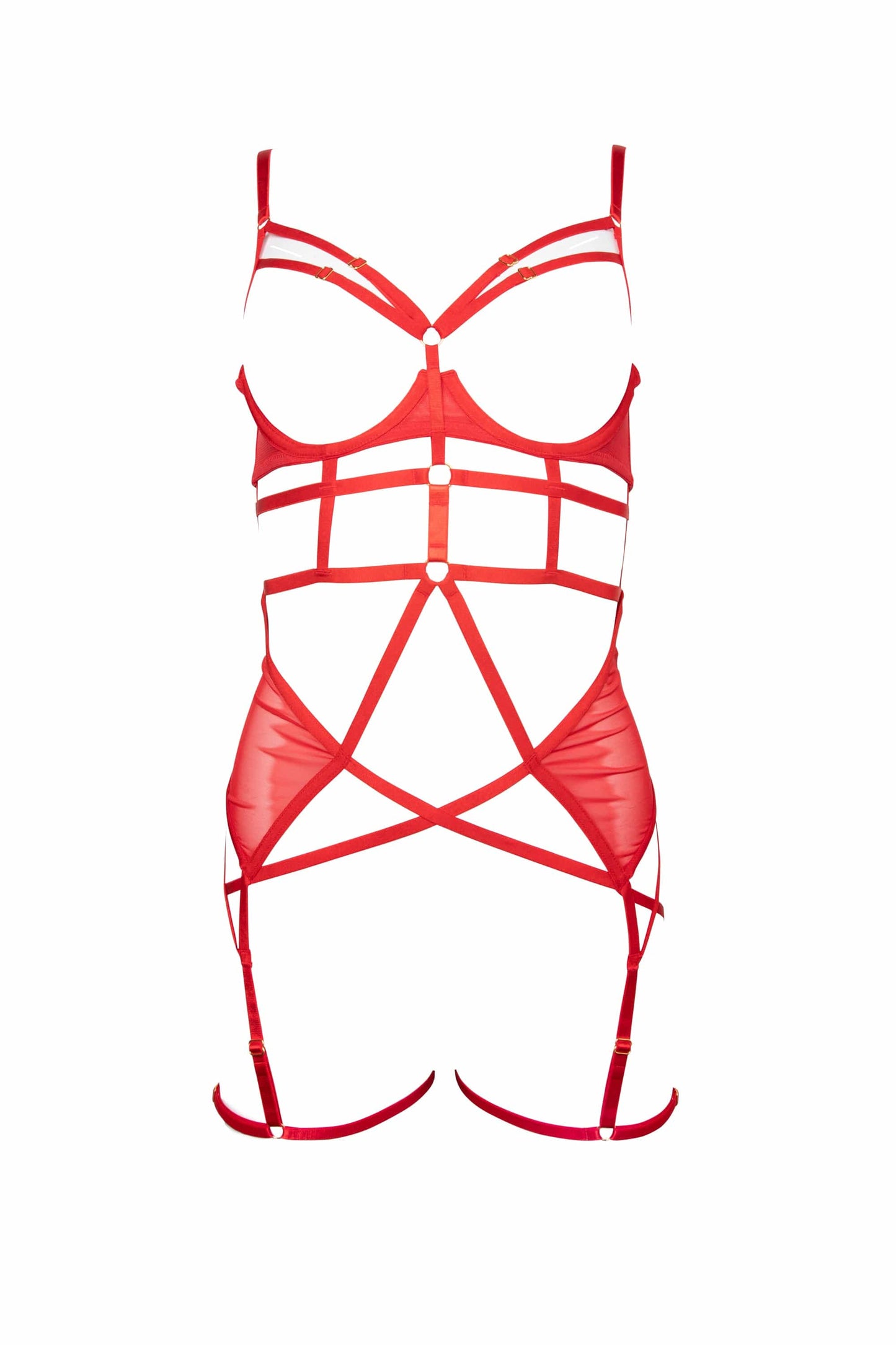 Sarah Open Cup Strappy Body - Red