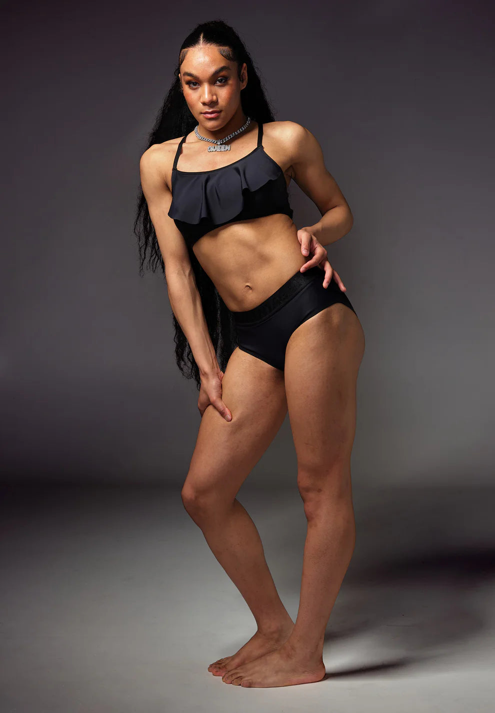 Bikini Top w/ Ruffle - Black