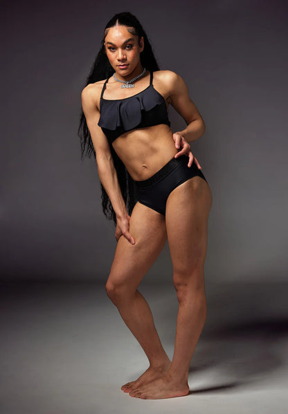 Bikini Top w/ Ruffle - Black