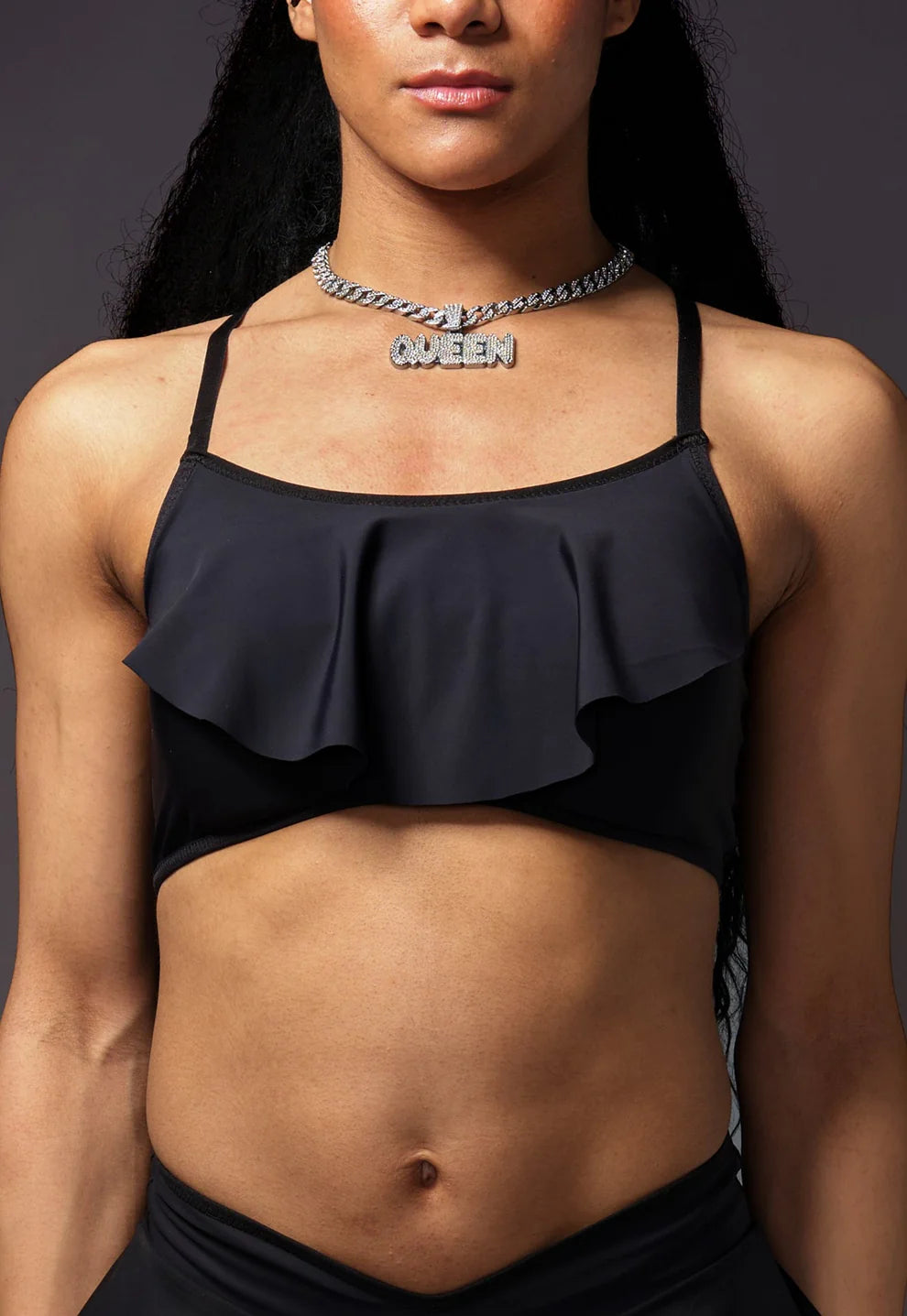 Bikini Top w/ Ruffle - Black