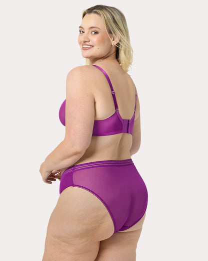 Sheer Mesh High Cut Brief Panty - Berry Bliss Magenta / Purple