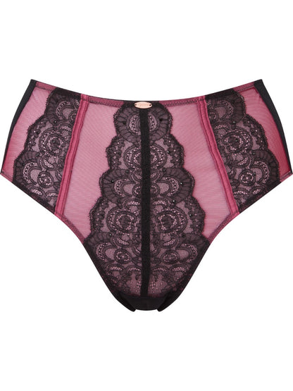 VIP Confession High Waist Brief - Black/Burgundy Red