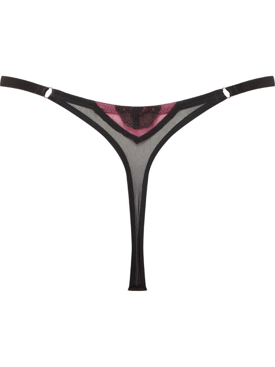 VIP Confession Strappy Thong - Black/Burgundy Red