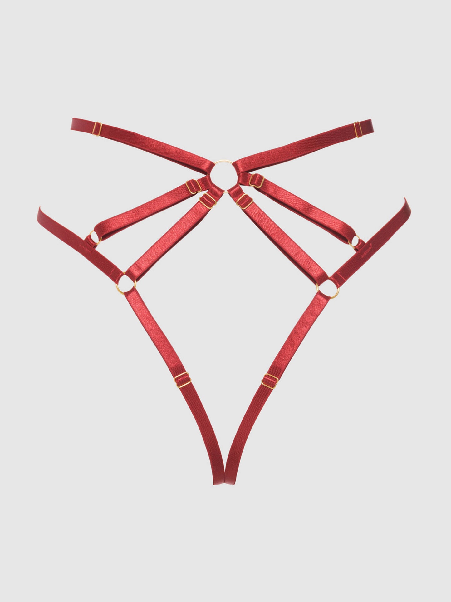 Rosalie embroidered Strappy Backless Tanga - Crimson Red