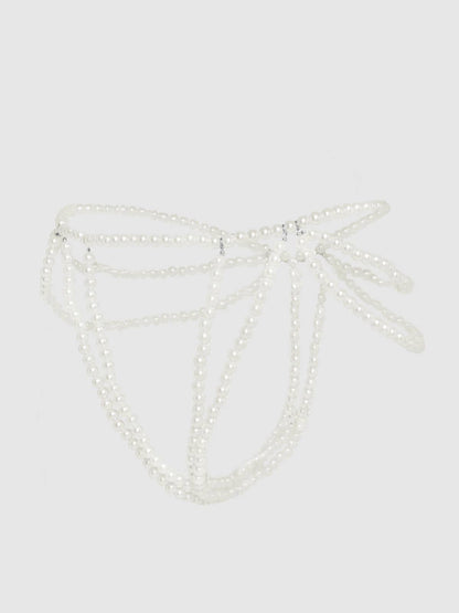 PEARL DRAPED PANTY - WHITE - ONE SIZE